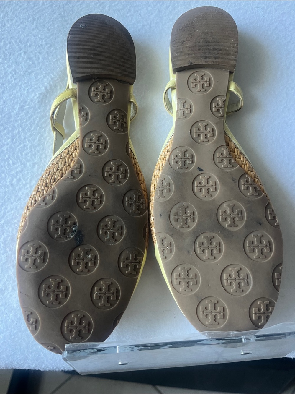 Tory Burch Randy Slingback Flat in Raffia & Yellow - Picture 3 of 8
